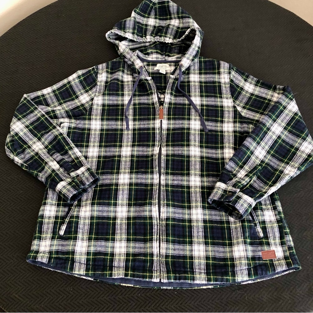 L. L. Bean Women’s Scotch Plaid Flannel Shirt, Relaxed Zip Hoodie